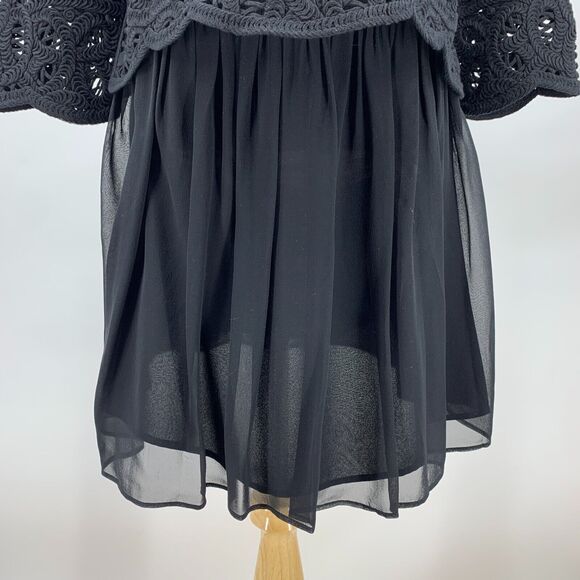 Joie Jordie Lace Dress Womens XS Extra Small Black Lace Bodice Attach Silk Slip - Picture 7 of 16